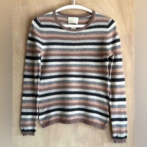 Cynthia Rowley Cashmere Striped Sweater XS Pink Gray Cream Black NWOT